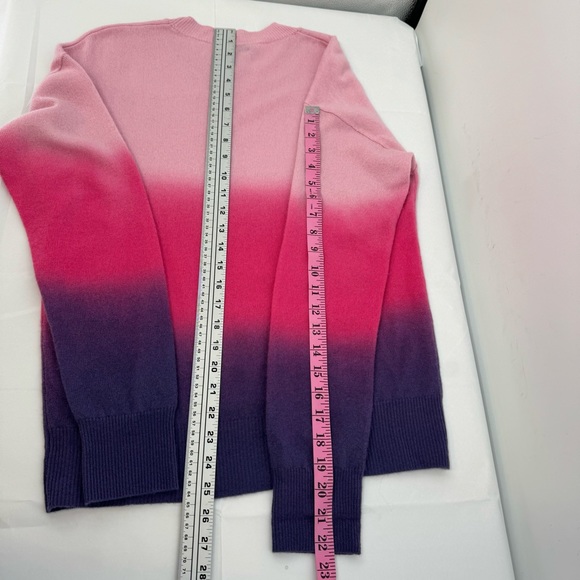 Aqua Cashmere Ombre Sweater Womens M Medium Pink Purple Crew Neck - Picture 9 of 9